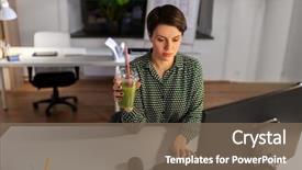  Presentation with green office - Amazing presentation design having business overwork and deadline concept backdrop and a violet colored foreground