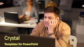  Presentation with tired - Slide deck consisting of business overwork deadline and people background and a tawny brown colored foreground