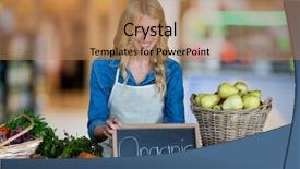  Presentation with organic - PPT theme enhanced with business owner with organic food background and a coral colored foreground