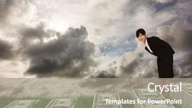  Presentation with green grass under the snow - Amazing presentation theme having business park - smiling businesswoman bending against green backdrop and a gray colored foreground