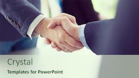  Presentation with business partner - Colorful slide deck enhanced with business partner shake hands on meetinig in modern office building backdrop and a cream colored foreground