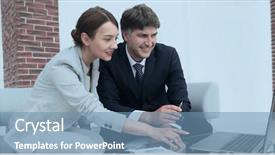  Presentation with joint - PPT theme consisting of business partners analyze the results background and a teal colored foreground