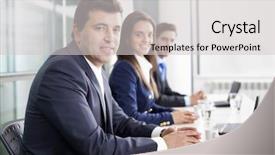  Presentation with partners - Amazing presentation having business partners at the office backdrop and a light gray colored foreground