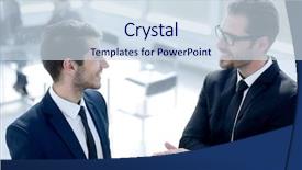  Presentation with perspectives - Slide deck featuring business partners discussing new perspectives background and a sky blue colored foreground