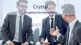  Presentation with partners - PPT theme having business partners discussing the terms background and a sky blue colored foreground