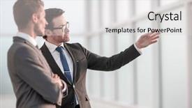  Presentation with partners - Presentation consisting of business partners discussing working prospects background and a light gray colored foreground