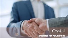  Presentation with partners - Audience pleasing slide set consisting of business-partners-greet-each backdrop and a coral colored foreground