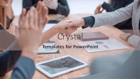  Presentation with negotiating - Presentation design featuring business-partners-greeting-each background and a coral colored foreground