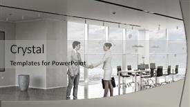  Presentation with partners - Amazing presentation design having business partners greeting each other mixed media backdrop and a light gray colored foreground