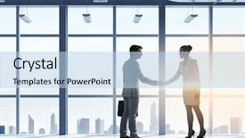  Presentation with business partner - Theme enhanced with business partners handshake background and a light blue colored foreground