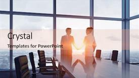  Presentation with business partner - Theme with business partners handshake background and a coral colored foreground