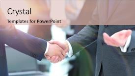  Presentation with partners - Cool new PPT theme with business partners handshaking over business backdrop and a lemonade colored foreground