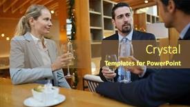  Presentation with business hotel - Amazing PPT theme having business-partners-having-a-drink backdrop and a tawny brown colored foreground