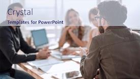  Presentation with dispute - Amazing presentation design having business-partners-hold-a-dispute backdrop and a sky blue colored foreground