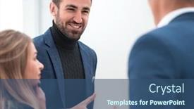  Presentation with business partner people joining hand - Colorful PPT theme enhanced with business-partners-holding-out backdrop and a ocean colored foreground