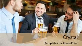  Presentation with work secretary asia - PPT layouts having business partners in formal attire background and a coral colored foreground