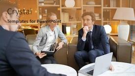  Presentation with hotel business - Colorful presentation design enhanced with business-partners-meeting-client backdrop and a gold colored foreground