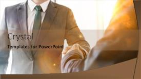  Presentation with shaking hands - Audience pleasing PPT layouts consisting of business-partners-shaking-hands backdrop and a  colored foreground