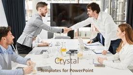  Presentation with partners - Theme featuring business-partners-shaking-hands background and a lemonade colored foreground