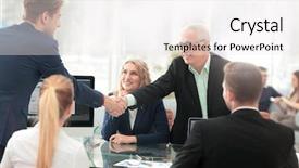  Presentation with shaking hands - PPT layouts with business-partners-shaking-hands background and a sky blue colored foreground