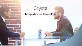  Presentation with partners - Presentation consisting of business partners talking while sitting at your desk background and a sky blue colored foreground