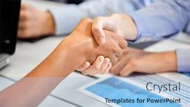  Presentation with partnership - Audience pleasing PPT theme consisting of business-partnership-and-cooperation-concept backdrop and a light blue colored foreground