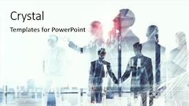  Presentation with success - PPT layouts consisting of business partnership and success concept background and a cool aqua colored foreground