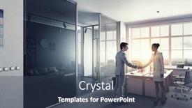  Presentation with partnership - Slide deck featuring business-partnership-handshake-mixed-media background and a tawny brown colored foreground