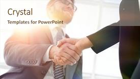  Presentation with partnership - Presentation design having business partnership meeting concept image background and a  colored foreground