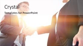  Presentation with partnership - Presentation design consisting of business partnership meeting concept image background and a  colored foreground