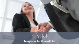  Presentation with partnership - PPT theme featuring business partnership meeting concept image businessman's handshake background and a gray colored foreground