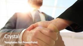  Presentation with partnership - Presentation theme featuring business partnership meeting concept image background and a  colored foreground