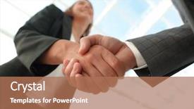  Presentation with partnership - Colorful theme enhanced with business partnership meeting concept image backdrop and a  colored foreground