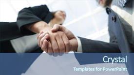  Presentation with partnership - Presentation design consisting of business partnership meeting concept image background and a ocean colored foreground