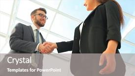  Presentation with partnership - Colorful presentation design enhanced with business partnership meeting concept image backdrop and a  colored foreground