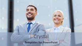  Presentation with partnership - Presentation with business partnership success and people background and a light blue colored foreground