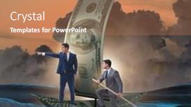  Presentation with partnership - Cool new presentation design with business partnership with businessmen sailing on dollar boat backdrop and a coral colored foreground