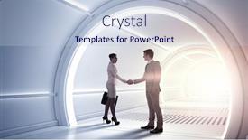  Presentation with partnership - PPT theme featuring business partnership work background and a lemonade colored foreground