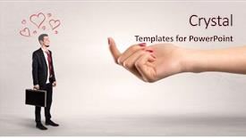  Presentation with love - Cool new slide set with business party invitation - big naked hand baiting man backdrop and a  colored foreground