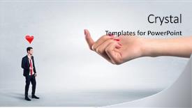  Presentation with love - PPT layouts with business party invitation - big naked hand baiting man background and a  colored foreground