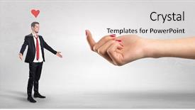  Presentation with love between man and woman - Cool new PPT layouts with business party invitation - big naked hand baiting man backdrop and a  colored foreground