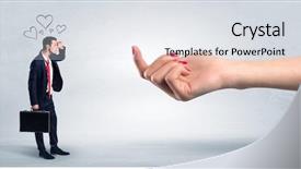  Presentation with love - Audience pleasing PPT layouts consisting of business party invitation - big naked hand baiting man backdrop and a  colored foreground