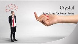  Presentation with love between man and woman - Amazing presentation theme having business party invitation - big naked hand baiting man backdrop and a  colored foreground