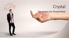  Presentation with love - PPT layouts consisting of business party invitation - big naked hand baiting man background and a  colored foreground