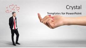  Presentation with love between man and woman - PPT layouts consisting of business party invitation - big naked hand baiting man background and a  colored foreground