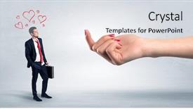  Presentation with love between man and woman - PPT layouts having business party invitation - big naked hand baiting man background and a  colored foreground