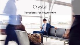  Presentation with airport lounge - Slides featuring business-passengers-sitting-in-busy background and a white colored foreground