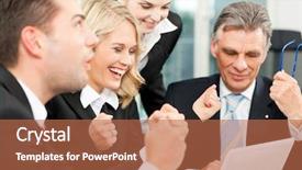  Presentation with team meeting - PPT layouts with business people - team meeting background and a coral colored foreground