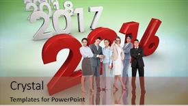  Presentation with green - Slide deck having year 2016 reflection - business people against green vignette background and a  colored foreground