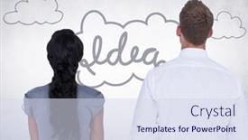  Presentation with doodle - Beautiful slide set featuring business people against white wall and idea doodle backdrop and a sky blue colored foreground